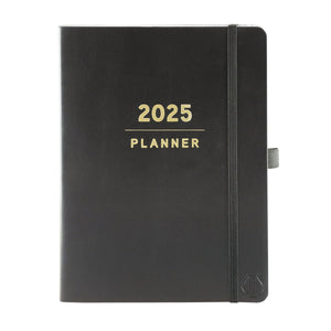 Small Black 2024-2025 18 Months Soft Vegan Leather Planner