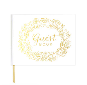 Guest Book , Gold Floral