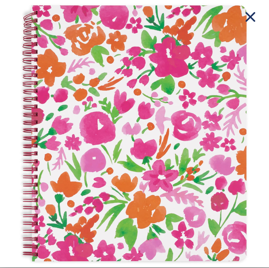 Pink Watercolor Flowers Large Notebook