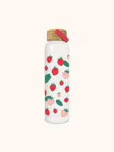 Load image into Gallery viewer, Berry Fresh Glass Water Bottle with Bamboo Lid
