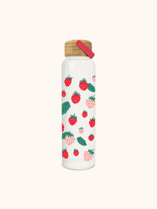Berry Fresh Glass Water Bottle with Bamboo Lid
