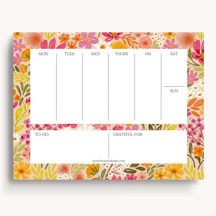 Primrose Petals Weekly Planner Notepad