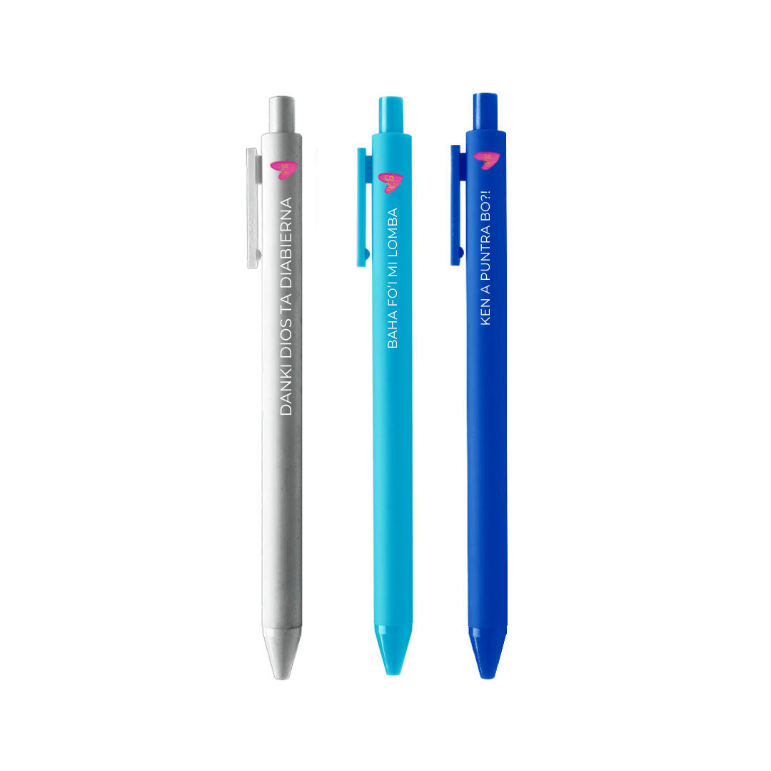 Office Essentials Set of 3 Jotter Pens with Phrases in Papiamento ...