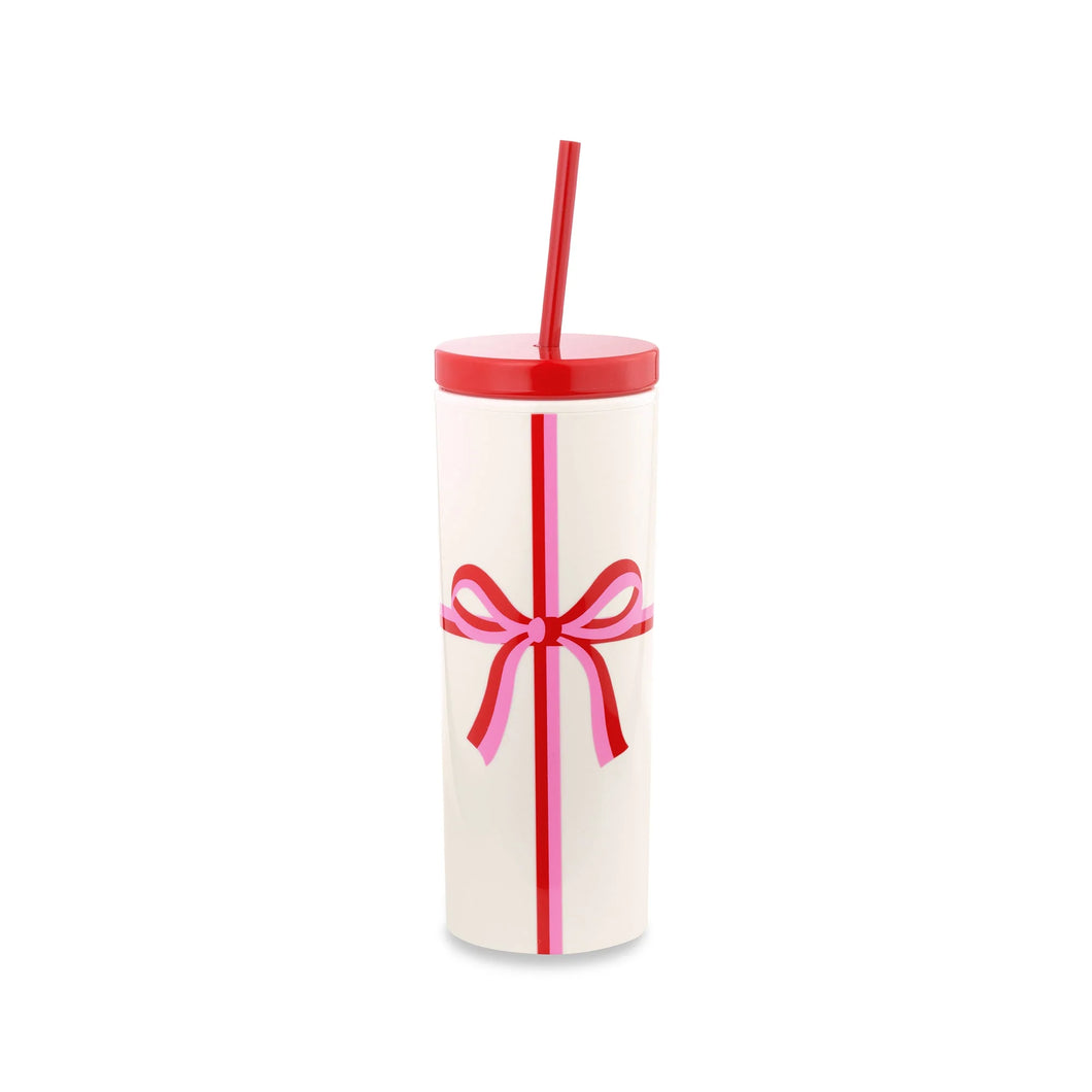 Candy Bow, Acrylic Tumbler with Straw