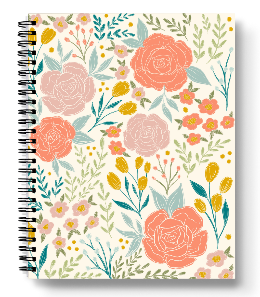 Peonies and Tulips Spiral Lined Notebook