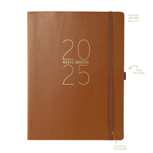 Load image into Gallery viewer, Large Brown 2024-2025 18 Months Soft Vegan Leather Planner
