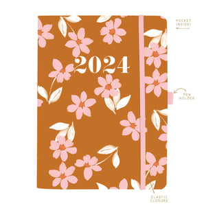 18 Month Pink Floral Soft Vegan Leather Small Planner