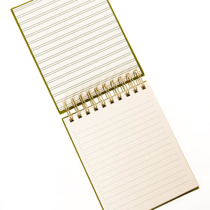 Olive Fabric-Covered Spiral Jotter