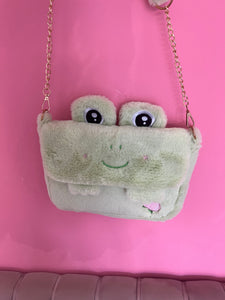 Green fluffy frog bag