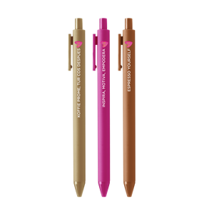P.S. Café Set of 3 Jotter Pens with Phrases in Papiamento