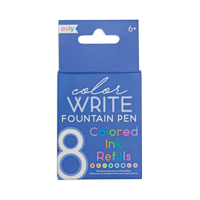 Color Write Fountain Pens Colored Ink Refills - Set of 8