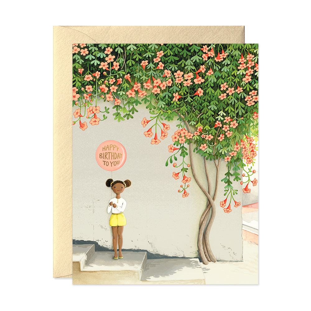 Girl Under Vine Birthday Greeting Card