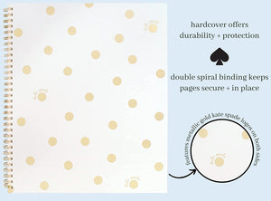 Gold Dot with Script, Large Spiral Notebook