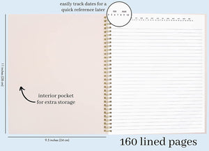 Gold Dot with Script, Large Spiral Notebook
