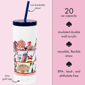 kate spade new york, Bookshelf Acrylic Tumbler with Straw